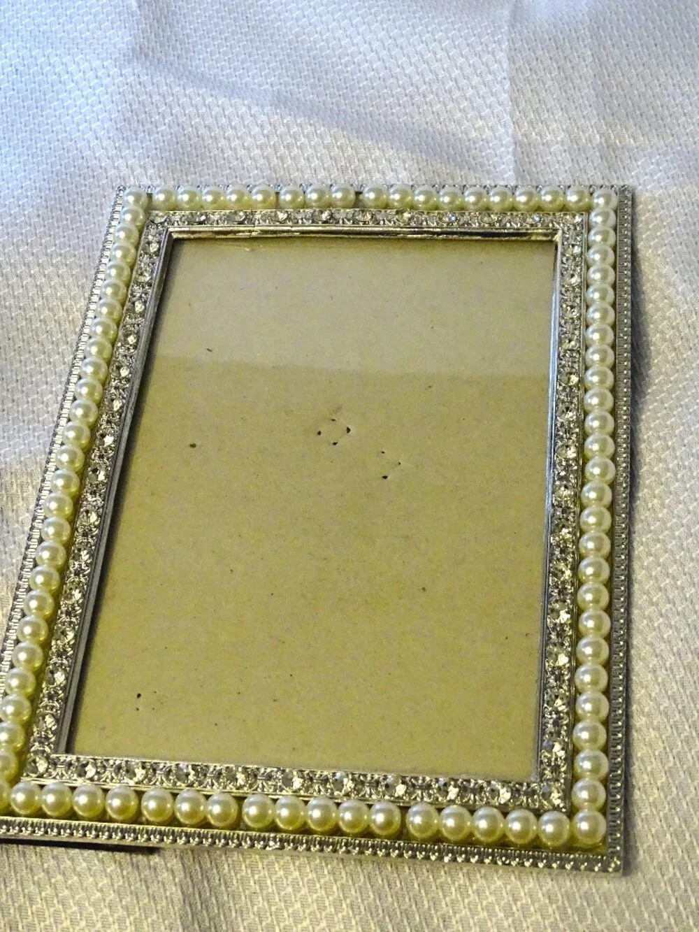 Nicole Miller Silver Tone Pearl and Crystal Picture Frame 5